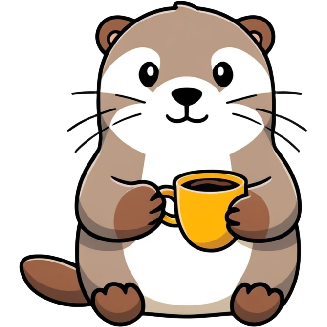Otter with a coffee emoji