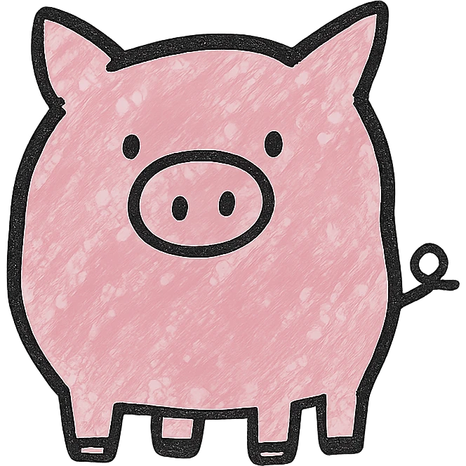 hand drawn outlined icon of a pink animal, no fill emoji