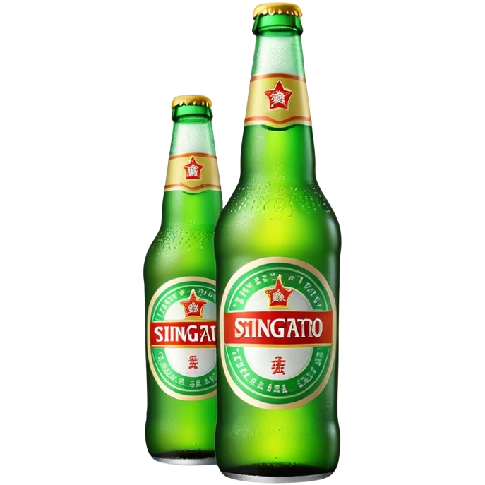 Tsingtao beer bottle with green label emoji