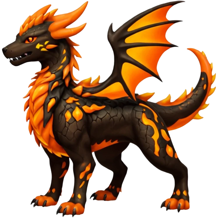 Copper-Bronze Molten-Lava Glow-Cracked Fiery-Runed Draconic Houndoom-Garchomp-Arcanine-Zygarde-hybrid-creature (full body) emoji