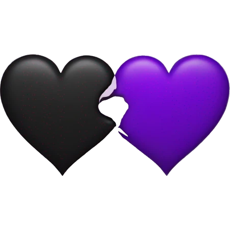 Half black and half purple split heart emoji