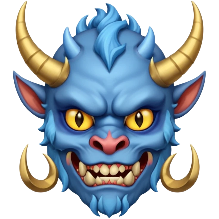 blue oni with black eye and gold iris emoji