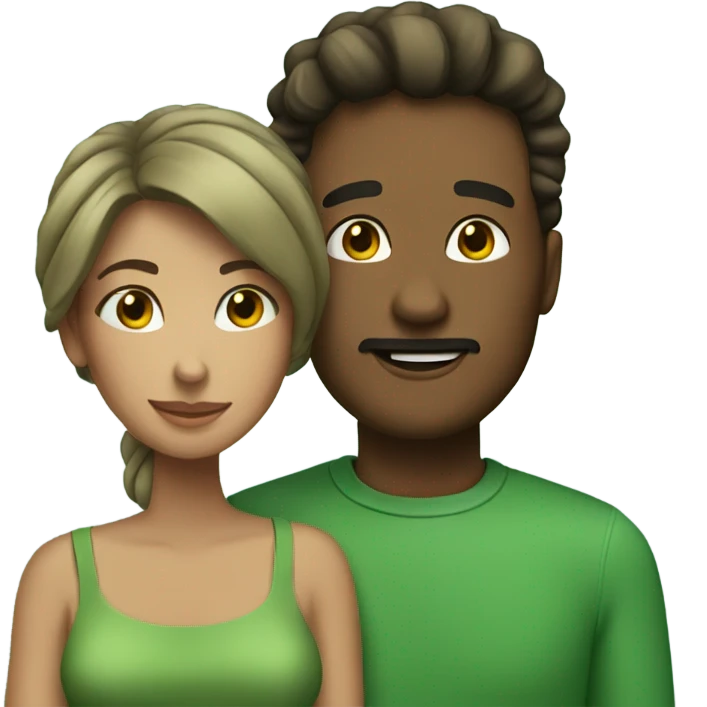 A couple in love in green clothes emoji
