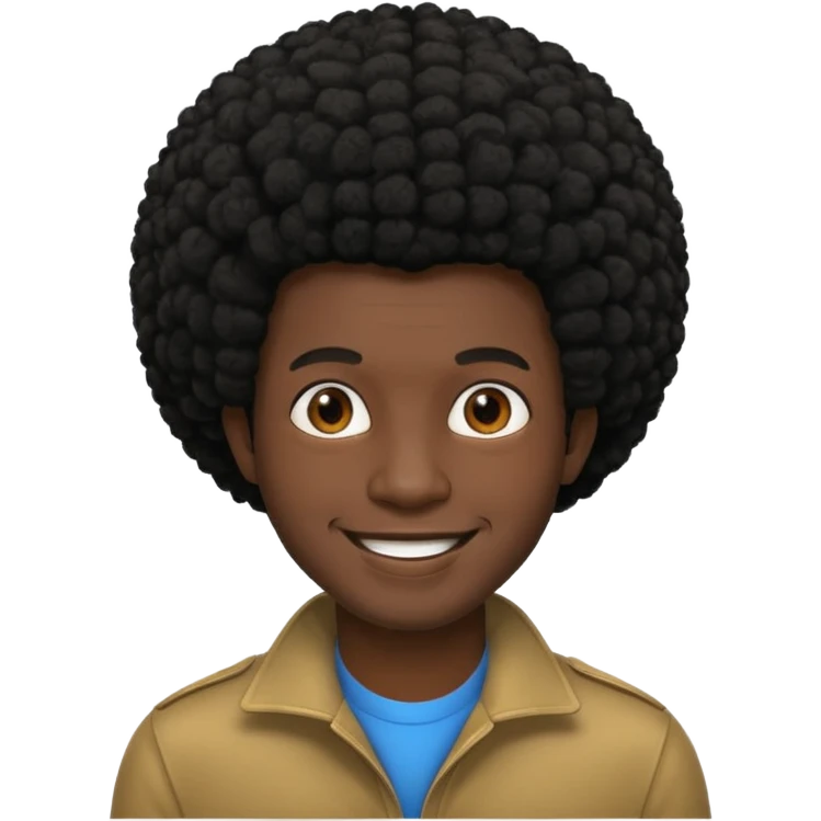 man with black afro hair and black skin emoji