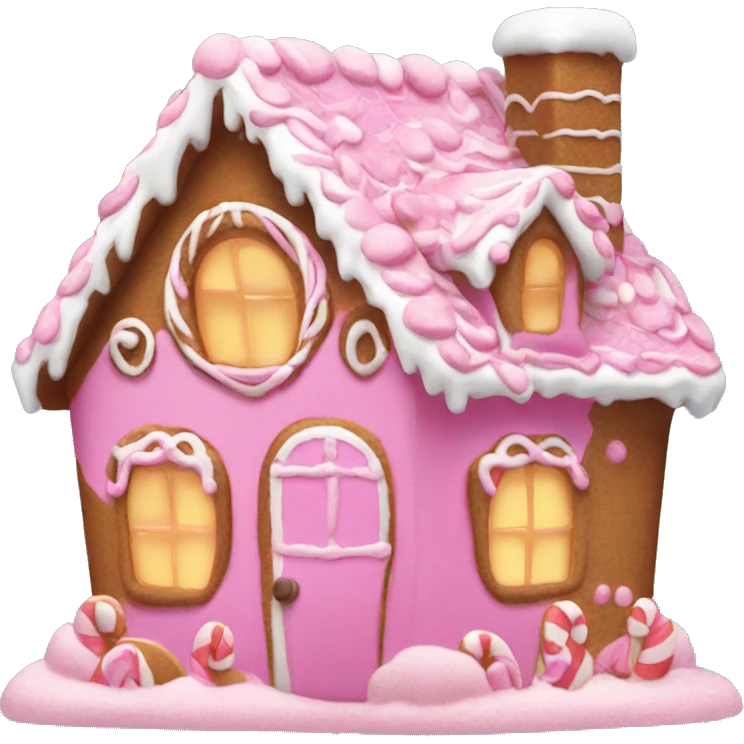 A pink gingerbread house emoji
