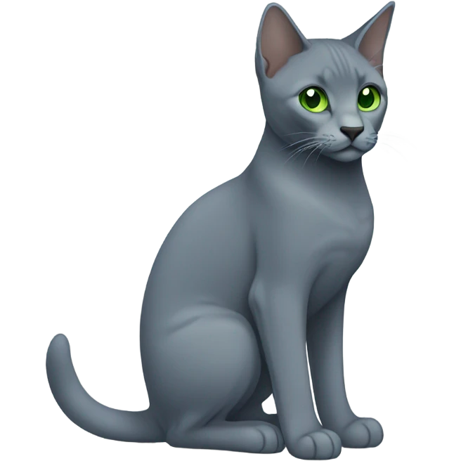 Russian blue with green eyes side profile full body seeing left side emoji