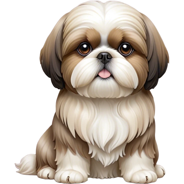 Cinematic Noble Shih Tzu Portrait Emoji, Poised and elegant, with a luxurious, flowing fur in refined muted tones, delicate features and wise, gentle eyes, simplified yet meticulously detailed, glowing with a soft, regal radiance, high shine, exuding quiet dignity and timeless charm, soft glowing outline, capturing the essence of a noble Shih Tzu that epitomizes refined poise! emoji