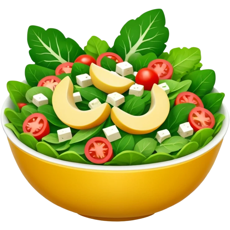 Salad community avatar in clean style illustration. Classic salads like Olivier, Greek or Tashkent, vibrant greens and colorful ingredients, simple shapes, flat design, high contrast, fresh and inviting. emoji
