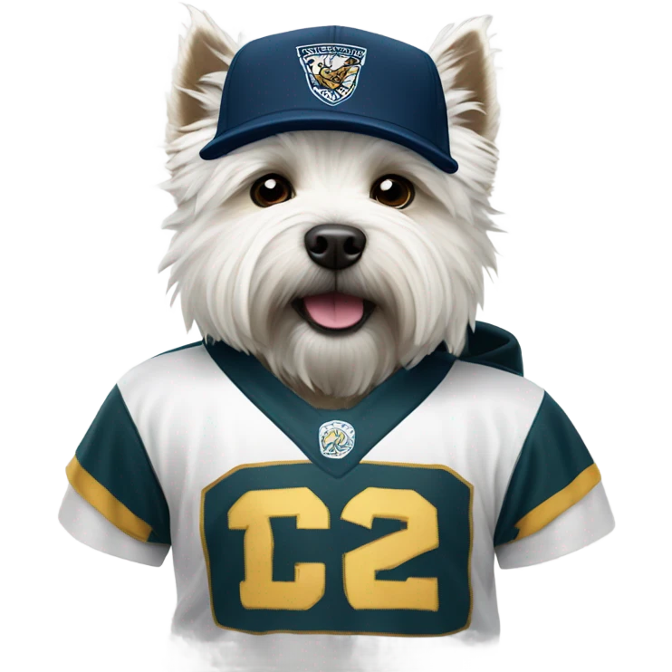 West highland terrier wearing an Eagle’s jersey emoji