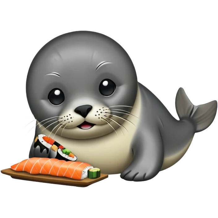 seal eats sushi emoji