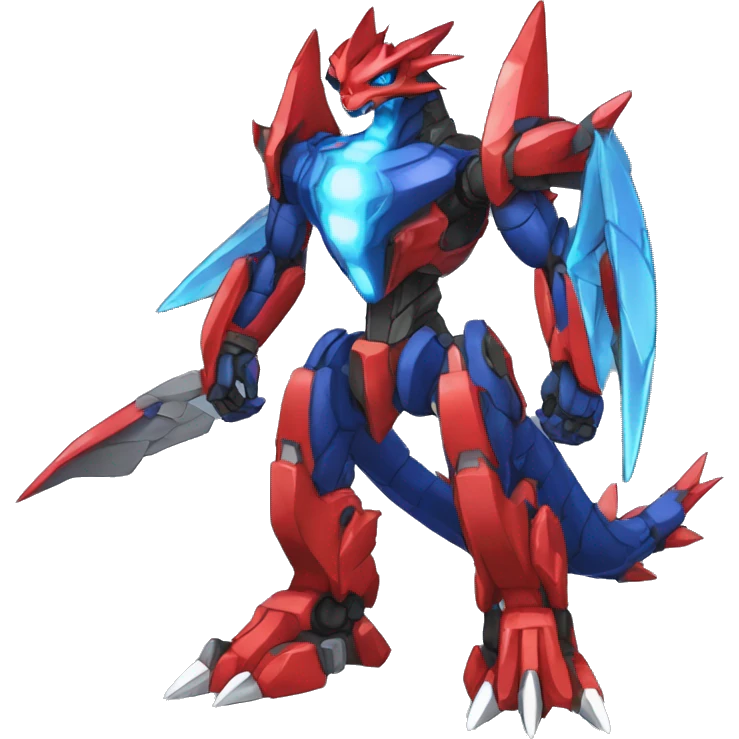  Cool Edgy Red Blue Digimon-Fakemon-Guilmon-Dragon-Mecha full body emoji