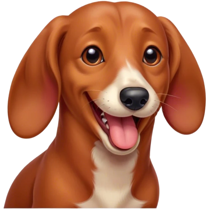 Cinematic Cute Yawning Red Dachshund Portrait Emoji, Head tilted slightly with a dramatic, wide-open yawn, showcasing a smooth red coat with a subtle luster, floppy ears slightly drooping, round brown eyes barely open in drowsy contentment, Simplified yet irresistibly adorable features, highly detailed, glowing with a soft, cozy glow, high shine, relaxed yet expressive, stylized with a touch of whimsy, bright and endearing, soft glowing outline, capturing the essence of a sleepy yet affectionate companion, so drowsy it feels like it could stretch right out of the screen and curl up for a nap! emoji