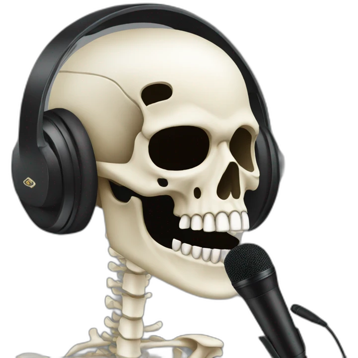 Military Skeleton mask with a long black mask underneath it and headset with a microphone emoji
