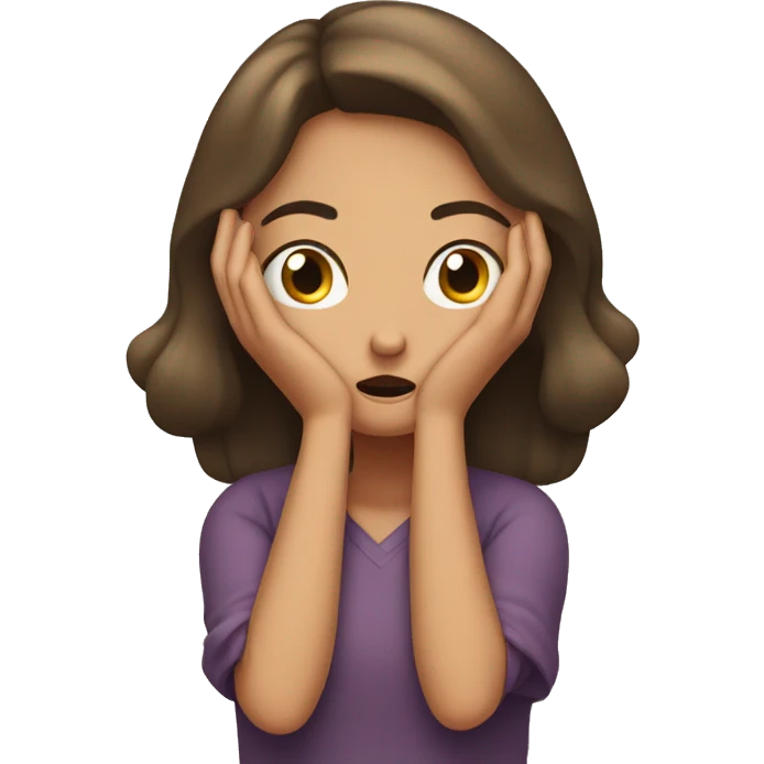 girl holding her head with her hands in confusion  emoji