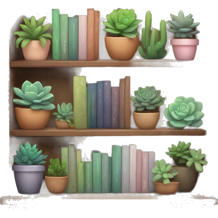 Aesthetic bookshelf with succulents  emoji