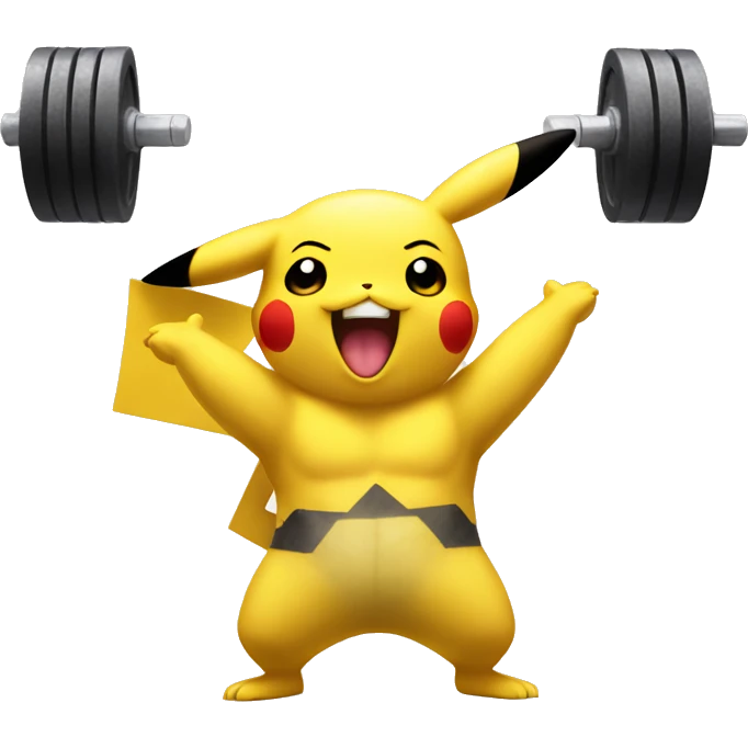 Pikachu cheering a white bodybuilder in training  emoji