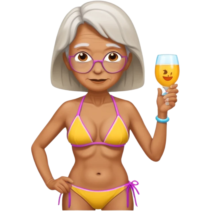 Old woman in bikini emoji