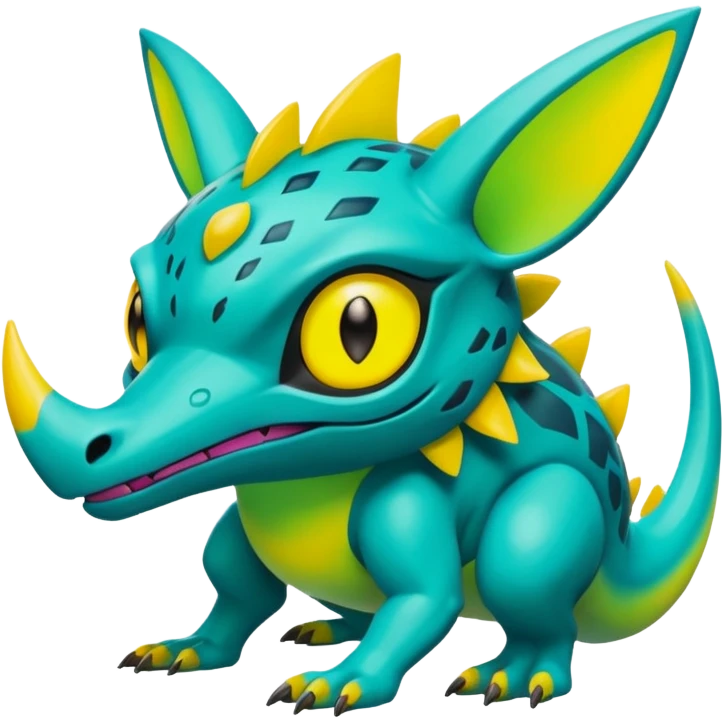 Dark vibrant pastel bright neon colorful edgy exotic painted Fakémon-Pokémon-Vernid-creature emoji