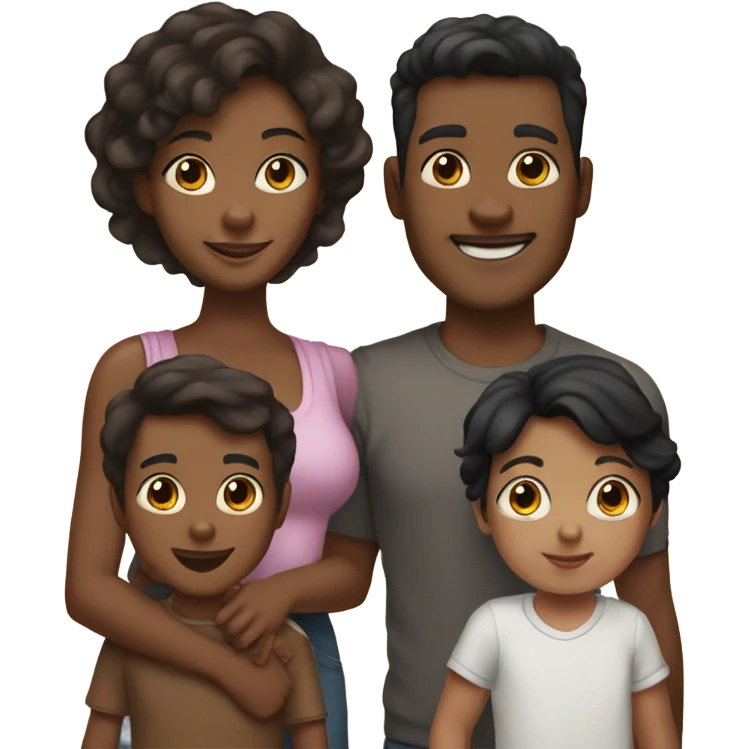 family of 6, 1 mom brown skin with black hair, 1 dad light skin, 1 older brother, 1 sister no, 1 little boy with fair skin and brown hair and 1 baby boy  emoji