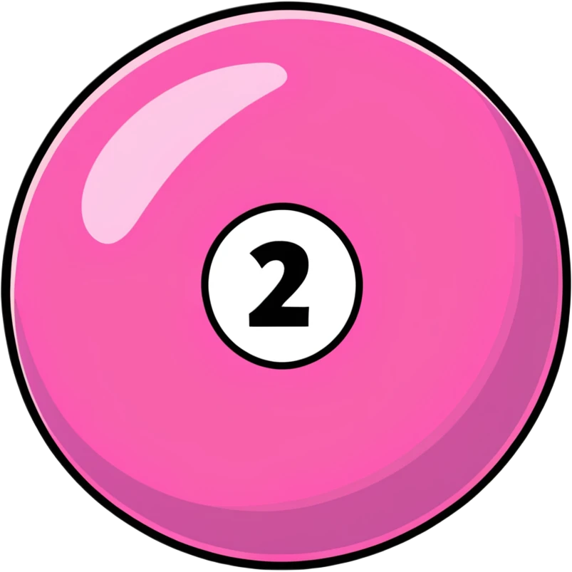 pink billiard ball with the number 23 emoji