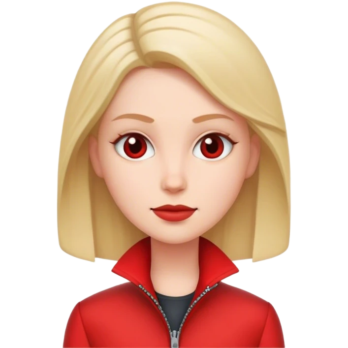 white conservative woman in jacket with red emoji