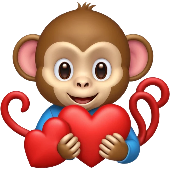 Monkey with hearts emoji
