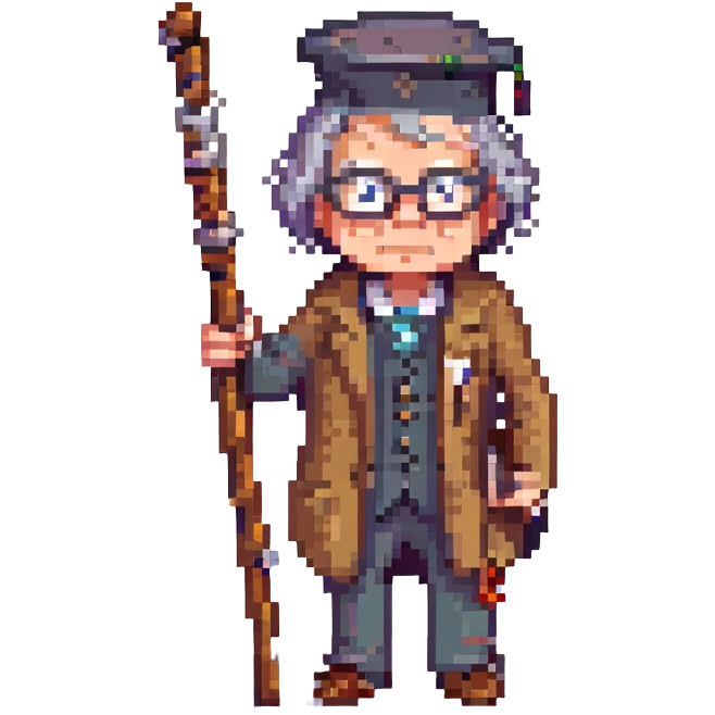 A stern professor holding a stick emoji