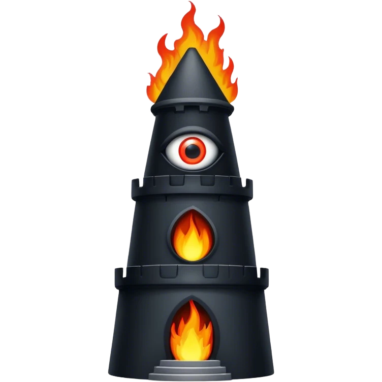 Black tower with flaming eye on top emoji