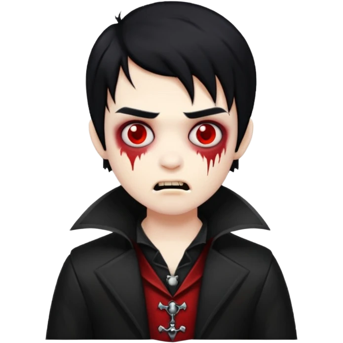 Boy vampire zombie with black hair emo emoji emoji