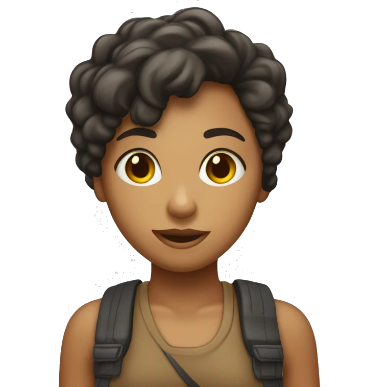 Rapariga morena com cabelo cacheado  emoji