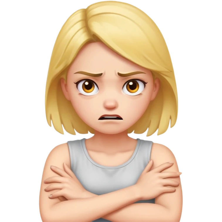 arms crossed holding neck on a girl that’s angry emoji
