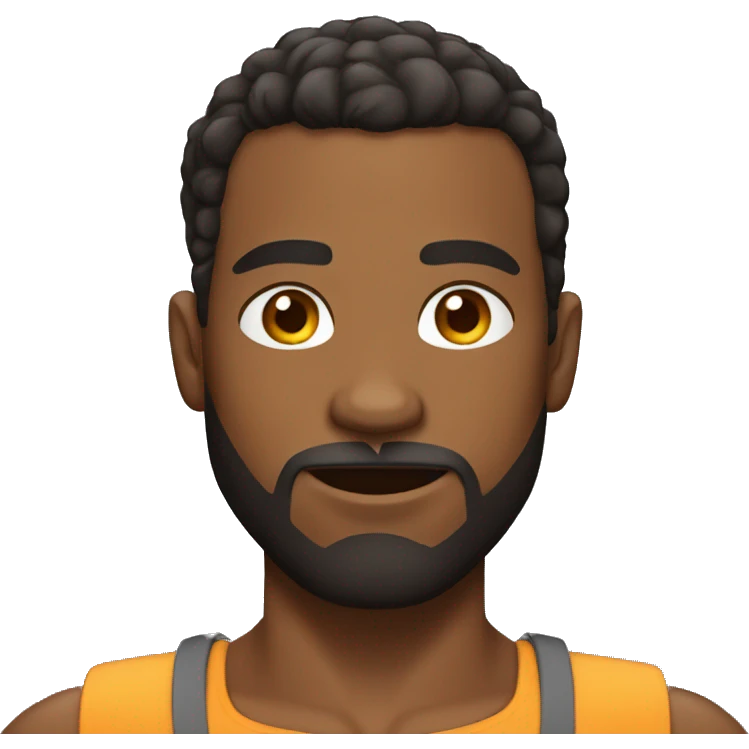 African American Guy with muscles, a beard, very short hair emoji