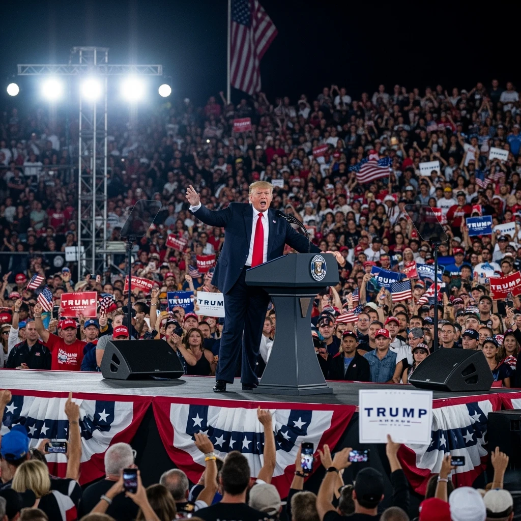 Donald Trump speaking at a rally emoji