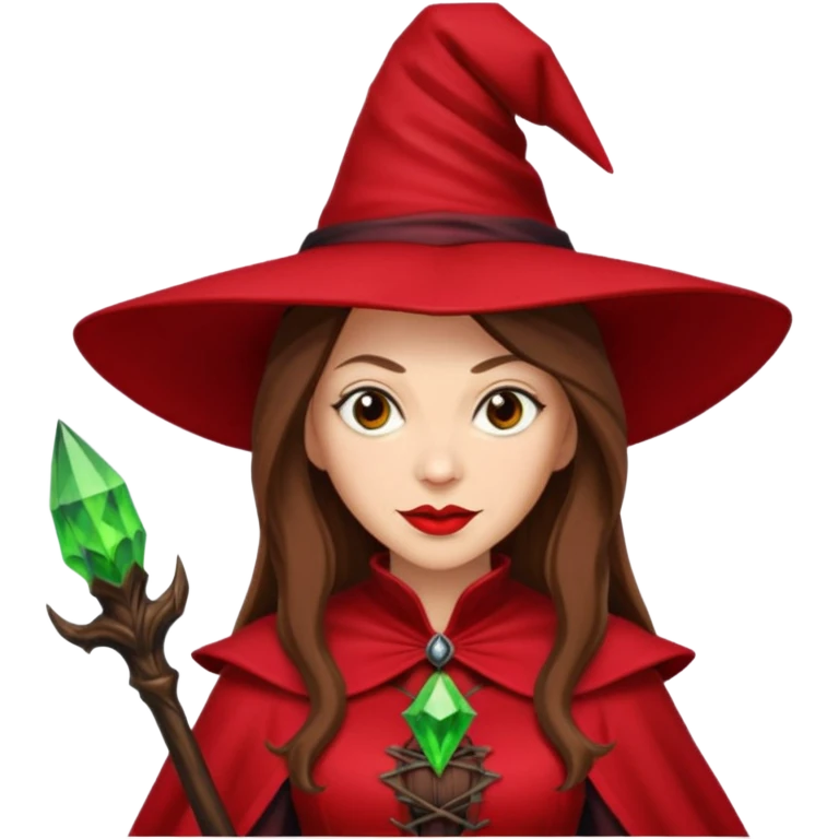 Wicked Witch of the East from the Wizard of Oz with long brown hair, light skin, red outfit emoji