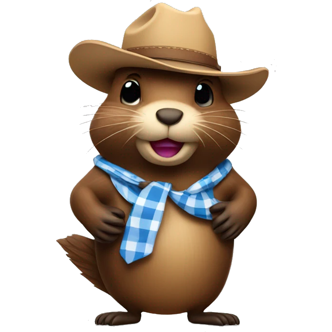 Beaver wearing a cowboy hat with a check in hand emoji