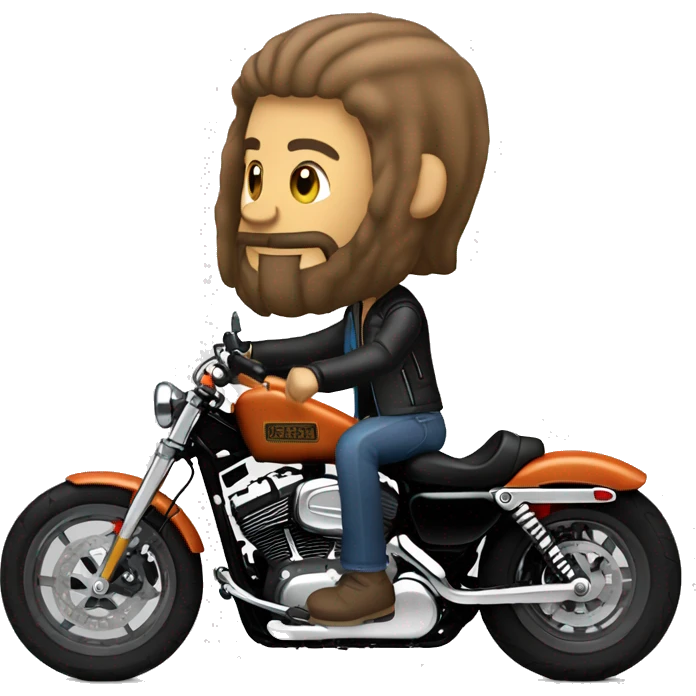 Create an emoji of a long-bearded Harley rider riding his Sportster 883. emoji