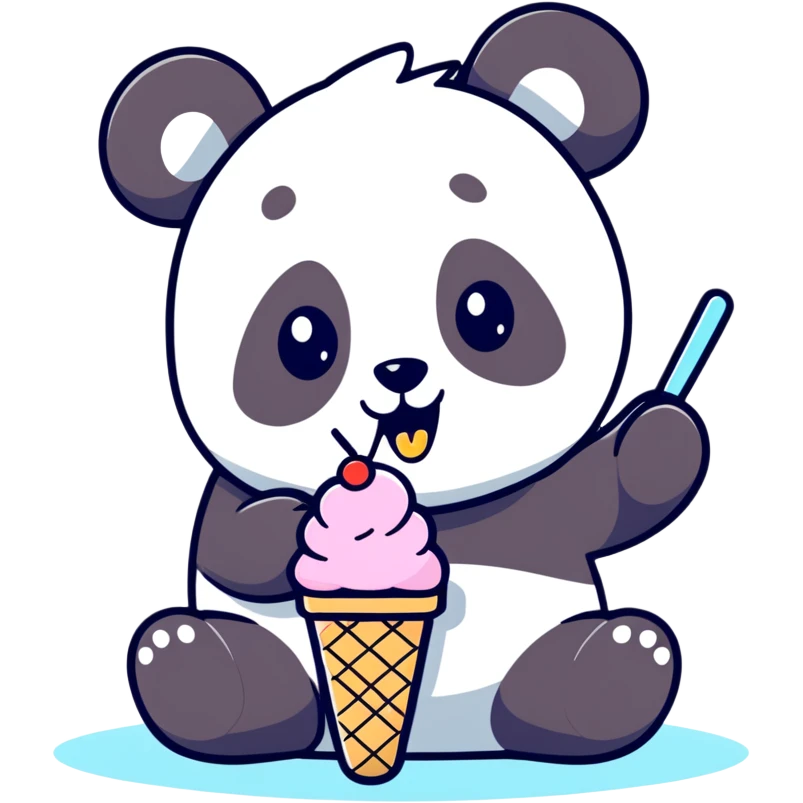 Panda eating ice cream emoji