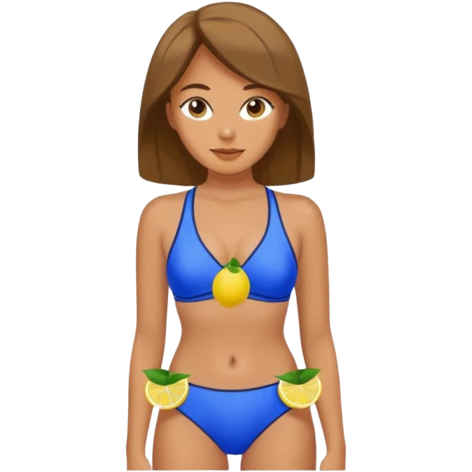 Blue two piece bathing suit with lemons on it emoji