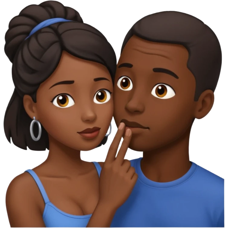 homme noire qui parle à l'oreille de la femme noire emoji