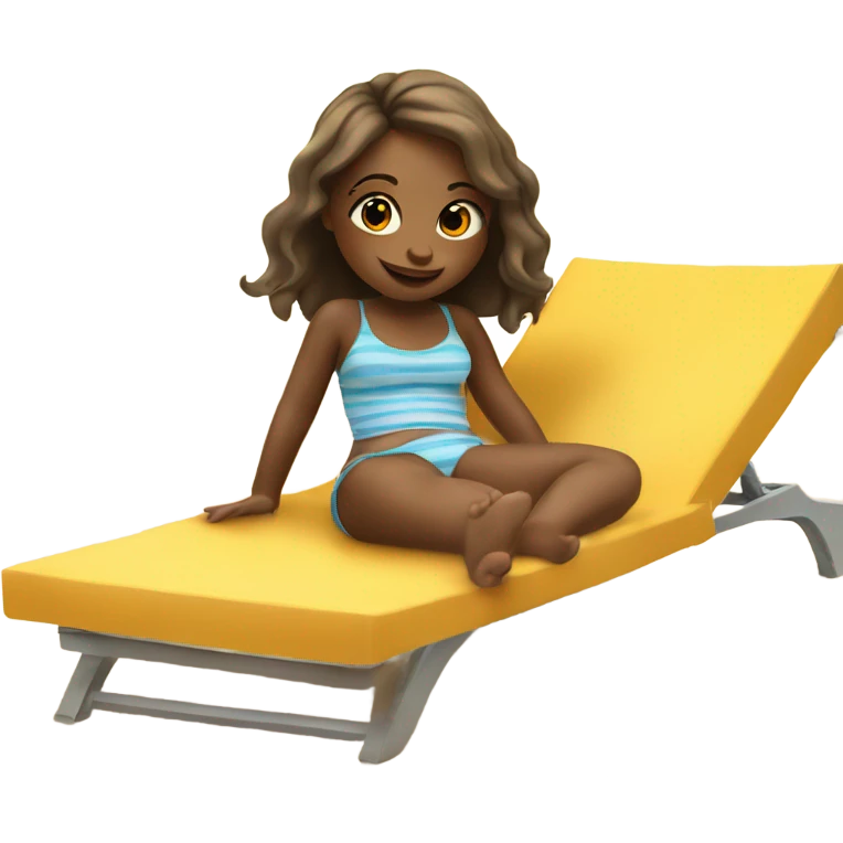 little girl on the beach in a sunbed emoji