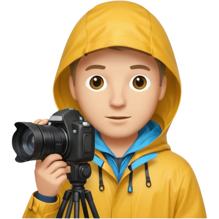 fotographer man with rain coat emoji
