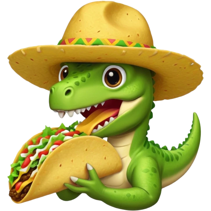 A dinosaur eating taco bell emoji