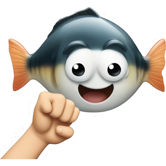 Cute small fish with popeye fists emoji
