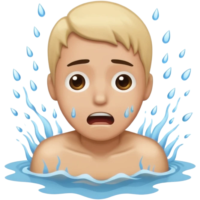 Tête qui se noit dans l’eau avec l’eau qui monte jusqu’à la bouche emoji