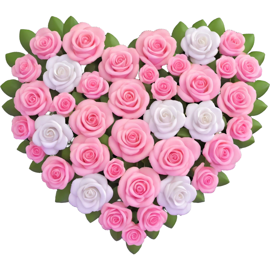 heart-shaped arrangement of pink and white roses emoji