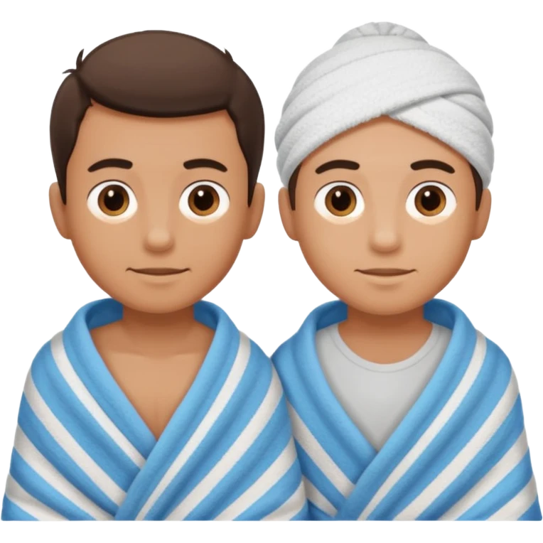 un niño y un hombre tirando de una toalla en cada extremo emoji