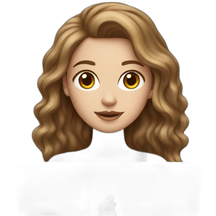 wavy brown-hair white girl with macbook emoji