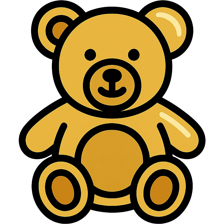 gold teddy bear, metallic, shiny icon emoji