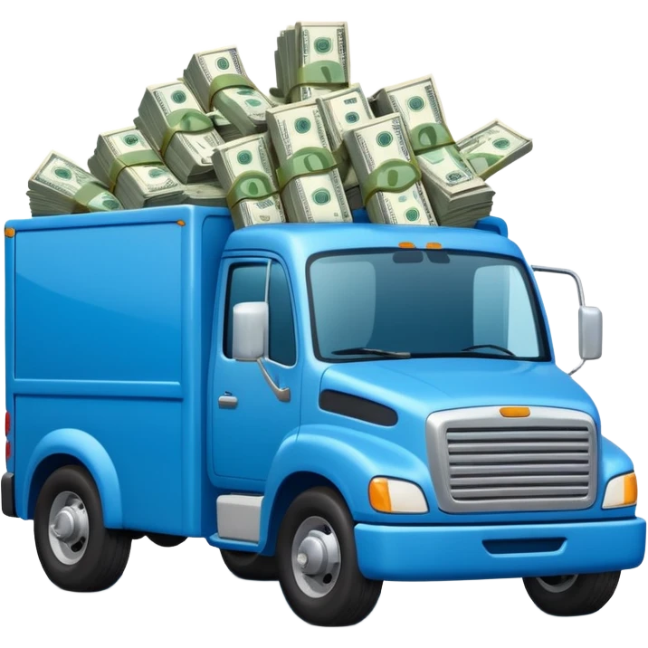 blue truck with money emoji
