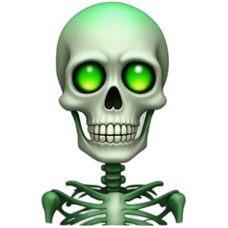 Skelleton with Green fire eye emoji